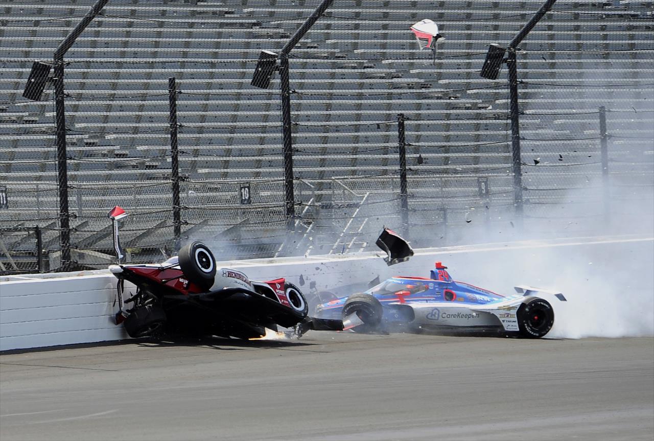 Katherine Legge and Stefan Wilson Incident - Indianapolis 500 Practice - By: Mike Young -- Photo by: Mike Young